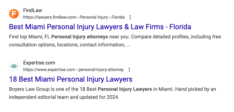 lawyers serp results